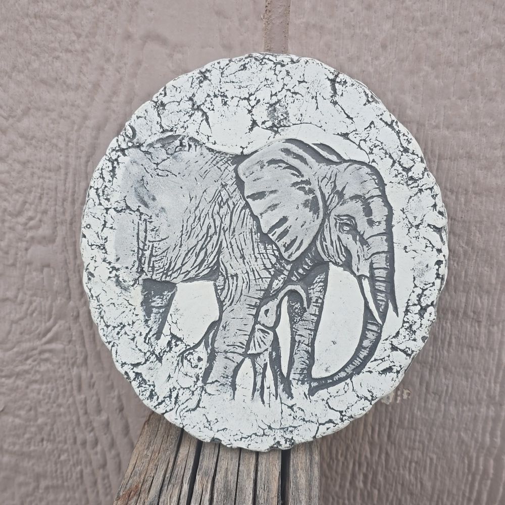 Elephant plaque by SHAPES OF CLAY from Mt. St Helen Ash